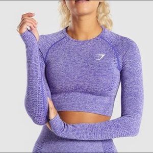 Gymshark LS crop top in purple (indigo)